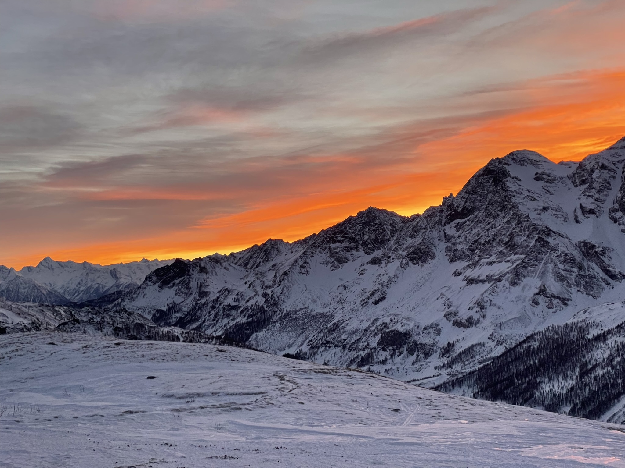 tramonto valle cervinia